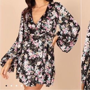 Petal & Pup Pink and White Wrap Sundress with Bishop Sleeves